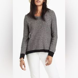 Madewell Riverside Dotweave Pullover Sweater Slouchy Black White